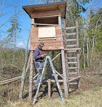 Bild Montage von Fledermausbrettern auf Jagdkanzeln Bild Montage von Fledermausbrettern auf Jagdkanzeln